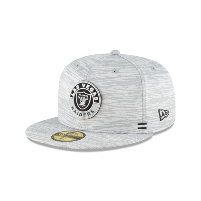 Grey Las Vegas Raiders Hat - New Era NFL Official NFL Fall Sideline 59FIFTY Fitted Caps USA7359021